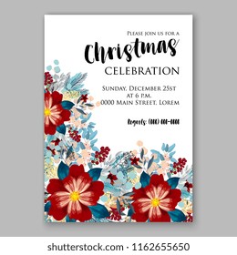 Floral vector background for wedding invitation christmas party invitation bridal shower baby shower christening baptism birthday card anniversary poinsettia winter holiday wreath