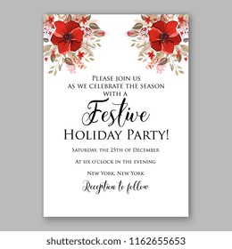 Floral vector background for wedding invitation christmas party invitation bridal shower baby shower christening baptism birthday card anniversary poinsettia winter holiday wreath