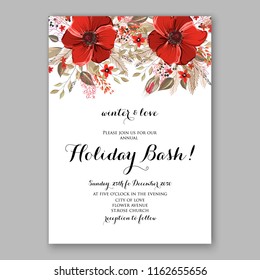 Floral vector background for wedding invitation christmas party invitation bridal shower baby shower christening baptism birthday card anniversary poinsettia winter holiday wreath