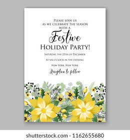 Floral vector background for wedding invitation christmas party invitation bridal shower baby shower christening baptism birthday card anniversary poinsettia winter holiday wreath