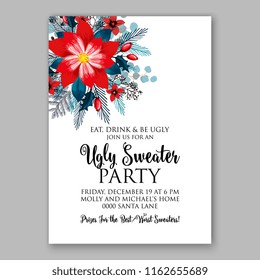 Floral vector background for wedding invitation christmas party invitation bridal shower baby shower christening baptism birthday card anniversary poinsettia winter holiday wreath