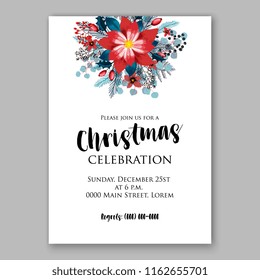 Floral vector background for wedding invitation christmas party invitation bridal shower baby shower christening baptism birthday card anniversary poinsettia winter holiday wreath