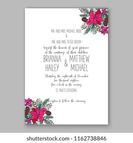 Floral vector background for wedding invitation christmas party invitation bridal shower baby shower christening baptism birthday card anniversary poinsettia winter holiday wreath