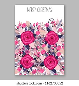 Floral vector background for wedding invitation christmas party invitation bridal shower baby shower christening baptism birthday card anniversary poinsettia winter holiday wreath