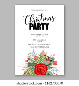 Floral vector background for wedding invitation christmas party invitation bridal shower baby shower christening baptism birthday card anniversary poinsettia winter holiday wreath