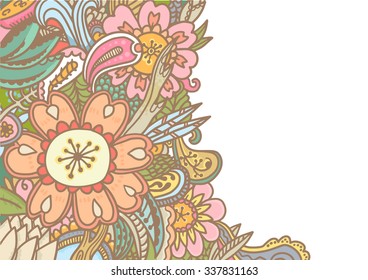 Floral vector background with white empty space.