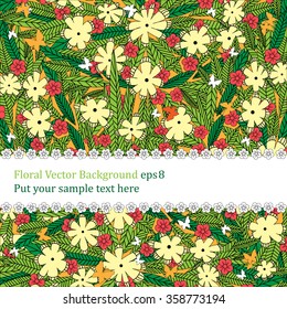 Floral vector background  with white space for text