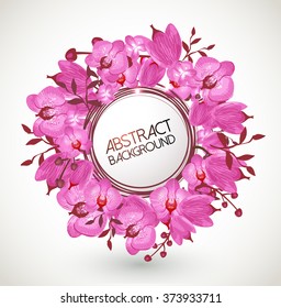 Floral vector background-Orchids wreath