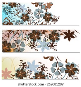 Floral vector backgrounds set with flowers