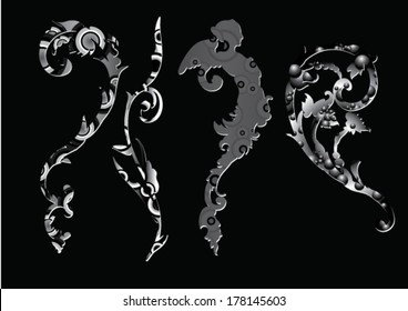 Floral vector black