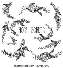 Floral vector black and white