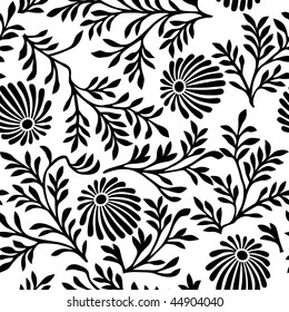 Floral vector black and white background