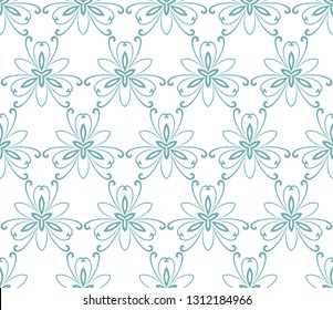 Floral vector blue ornament. Seamless abstract classic background with flowers. Pattern with repeating floral elements. Ornament for fabric, wallpaper and packaging