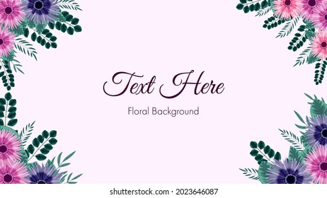 Borde de vectores florales con flores de doodle estilizadas multicolor, hojas y lugar para tu texto para web, carteles, afiches, medios sociales, aplicaciones, diseño y anuncios de internet, invitaciones