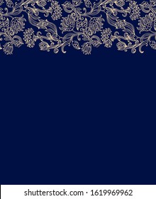 Floral vector border decor with stylized diasy, chrusanthemum flowers on dark
 background