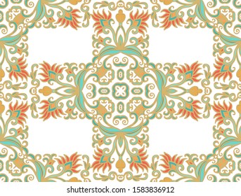 Floral vector border ornament, decorative style