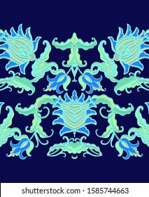 Floral vector border ornament, decorative style