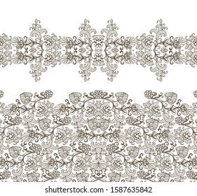 Floral vector border ornament, decorative style