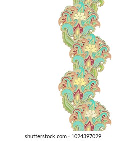 Floral vector border ornament on white background