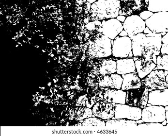 floral vector branches and flowers on stone wall