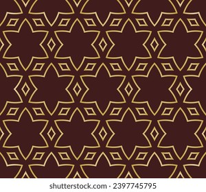 Floral vector brown golden ornament. Seamless abstract classic background with flowers. Pattern with repeating floral elements. Ornament for wallpaper and packaging