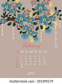 Floral vector calendar 2016 (vector template)