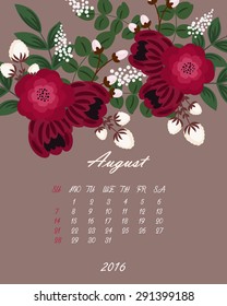 Floral vector calendar 2016 (vector template)