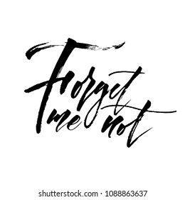 Floral vector calligraphic logo. Flower Forget me not. Hand calligraphy with brush, lettering, modern design for decoration of flower shops, cosmetics, garden. For emblems, prints, labe.