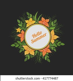 Floral vector card group of beautiful flowers adorns 