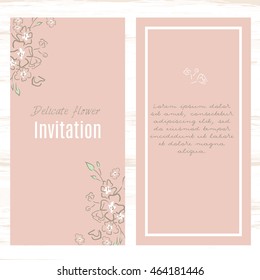 Floral vector card templates. Hand drawn design for Save The Date, Greeting card, birthday cards, invitations. shabby chic