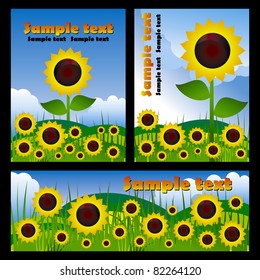 Floral vector cards for design with sunflower