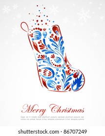 Floral vector Christmas sock