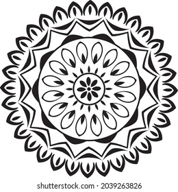 Floral Vector Circle Rangoli Design