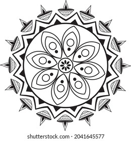 Floral Vector Circle Rangoli Design