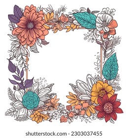 Floral vector circular ornament frame