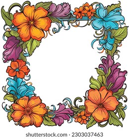 Marco de ornamento circular de vector floral