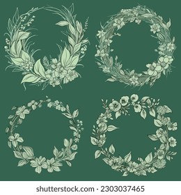Marco de ornamento circular de vector floral