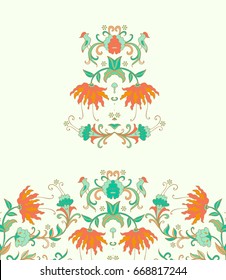 Floral  vector composition  with red birds on light background