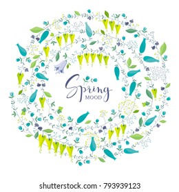 Floral vector composition of spring flowers for Valentine's Day, wedding,  Mother's Day, sales and other events, for prints, greeting cards, posters, invitations. 