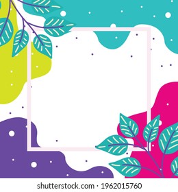 Floral vector design of abstract backgrounds with copy space for text, leaves and plants - cover design templates, social media stories wallpapers in minimal style