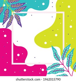 Floral vector design of abstract backgrounds with copy space for text, leaves and plants - cover design templates, social media stories wallpapers in minimal style