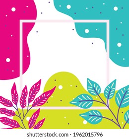 Floral vector design of abstract backgrounds with copy space for text, leaves and plants - cover design templates, social media stories wallpapers in minimal style