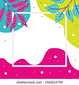 Floral vector design of abstract backgrounds with copy space for text, leaves and plants - cover design templates, social media stories wallpapers in minimal style