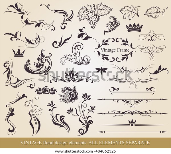 Floral\
vector design elements and page decoration.\
