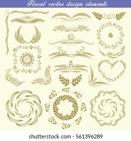 Floral vector design elements, wreaths, decorative compositions for card, invitations and other in your design.