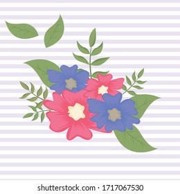  Blumendesign für Vektorillustration. Blume und Blatthintergrund für Einladungen, Grußkarten, Poster.