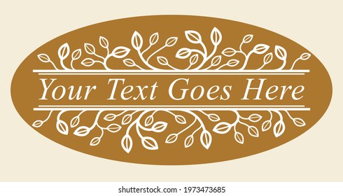 Floral vector design with leaves and branches over dark, classical elegant fashion style banner or text divider for design, luxury vintage linear emblem or frame element.