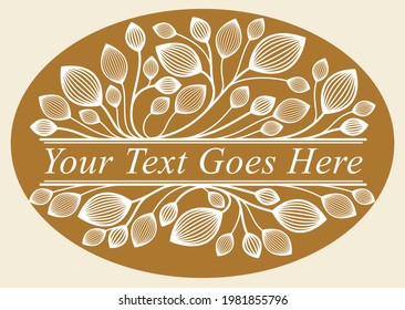 Floral vector design with leaves and branches over dark, classical elegant fashion style banner or text divider for design, luxury vintage linear emblem or frame element.