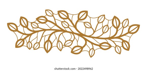 Diseño vectorial floral con hojas y ramas aisladas sobre banner blanco, clásico elegante estilo moda o divisor de texto para diseño, emblema lineal vintage de lujo o elemento de marco.