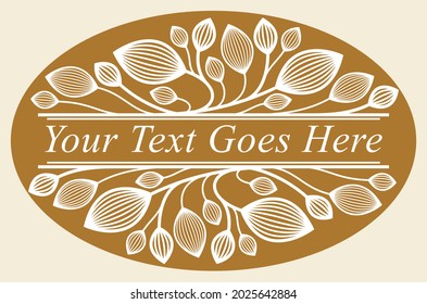 Diseño vectorial floral con hojas y ramas sobre banner oscuro, clásico y elegante estilo moda o separador de texto para diseño, emblema lineal vintage de lujo o elemento de marco.